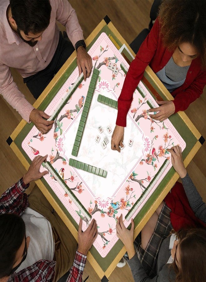 snaxuda Chinoiserie Mahjong Mat with Carrying Bag,Rubber Anti Slip and Noise Reduction Multi Purpose Game Table Cover for Card, Board Tile Games 31.5" x 31.5" Pink - Image 5